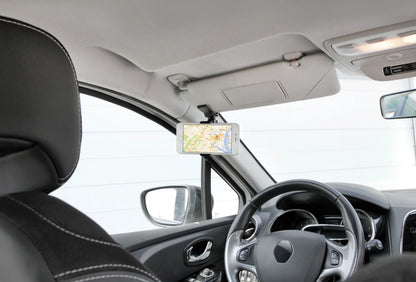 Visor Snap, porta telefono per visiera parasole montato sul veicolo