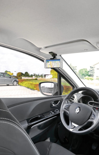 Visor Snap, porta telefono per visiera parasole montato sul veicolo