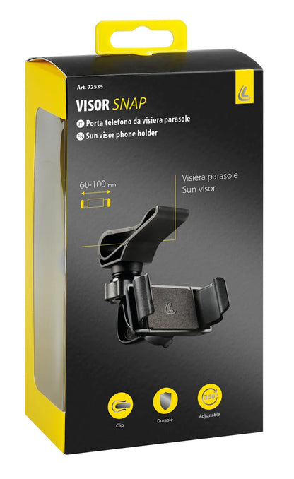 La confezione di Visor Snap, porta telefono per visiera parasole