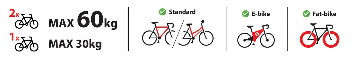 Disegno tecnico quotato di Wave 2, portabiciclette per gancio traino - 2 bici, con le misure, vista 3