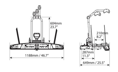 Disegno tecnico quotato di Wave 2, portabiciclette per gancio traino - 2 bici, con le misure, vista 4