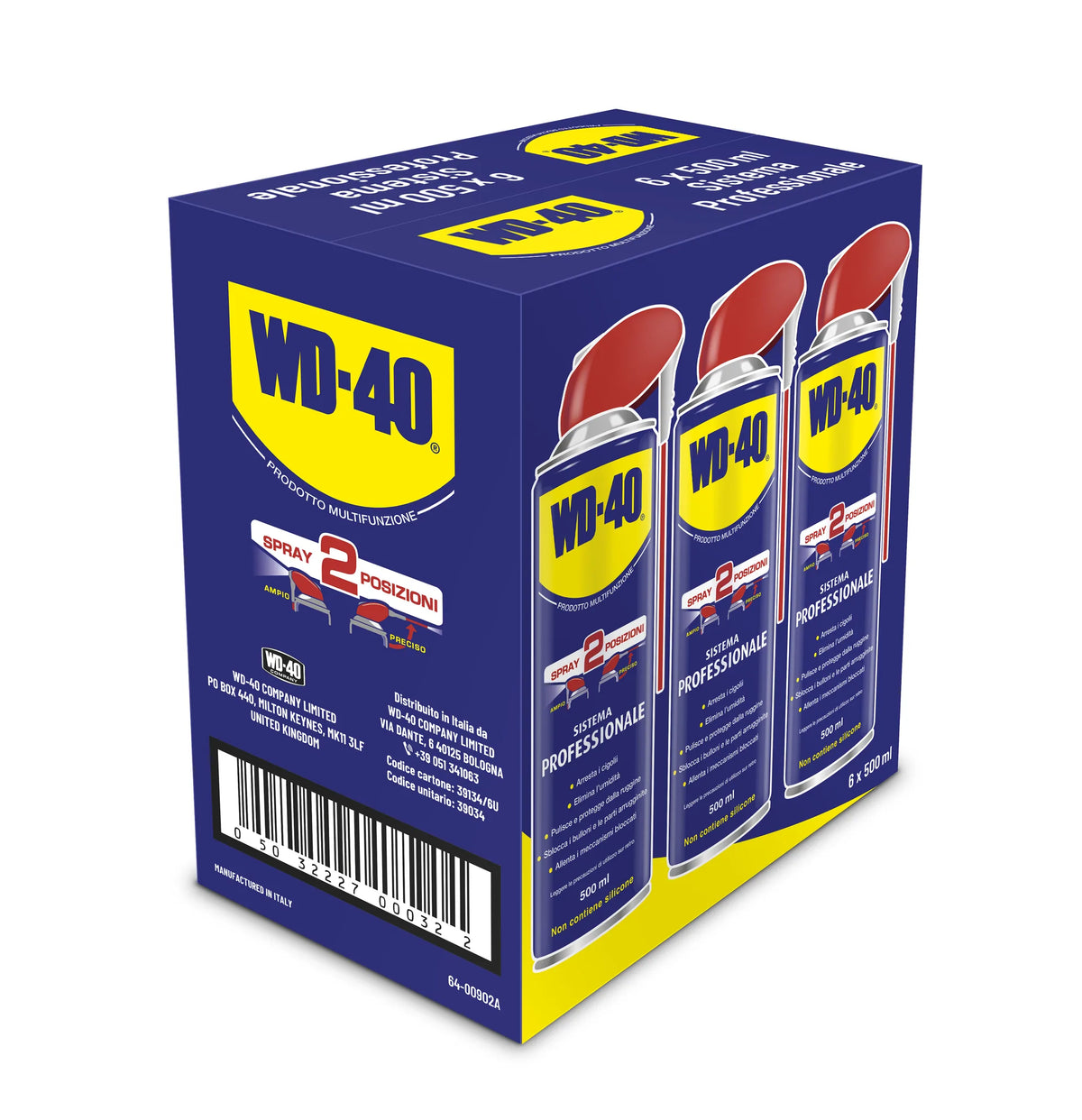 WD-40 lubrificante spray multiuso 5 funzioni ml.500 su fondo bianco