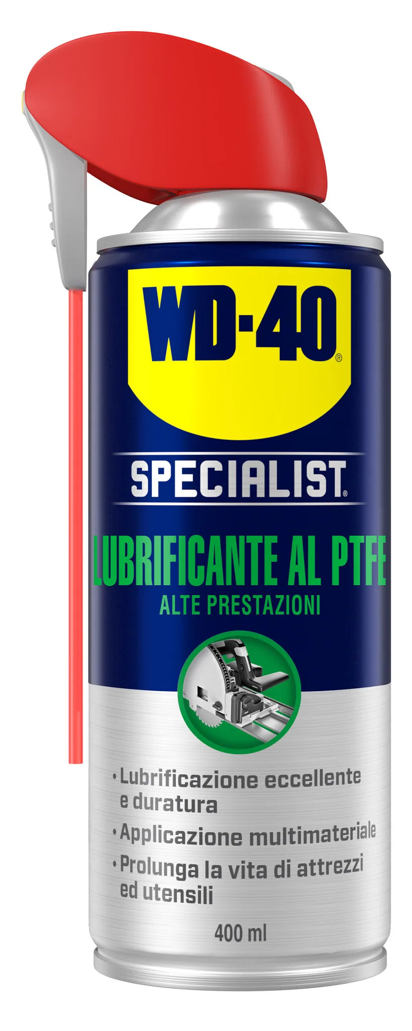 WD40 SPEC.LUBRIF.A/PREST.PTFE 400ML su fondo bianco
