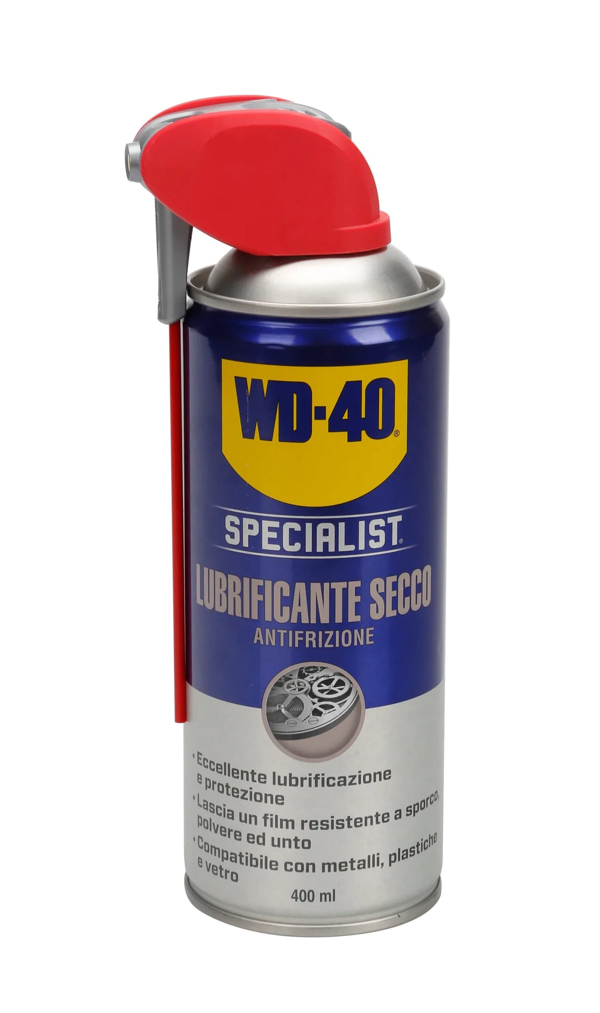 WD40 SPEC.LUBRIF.SECCO PTFE 400ML — compatibile con tutti i metalli, le plastiche ed il vetro. La sua formula è certificata…