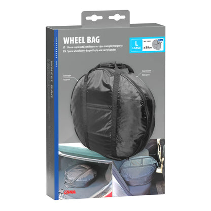 La confezione di Wheel Bag, borsa copriruota di scorta