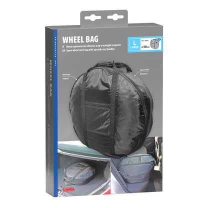 La confezione di Wheel Bag, borsa copriruota di scorta