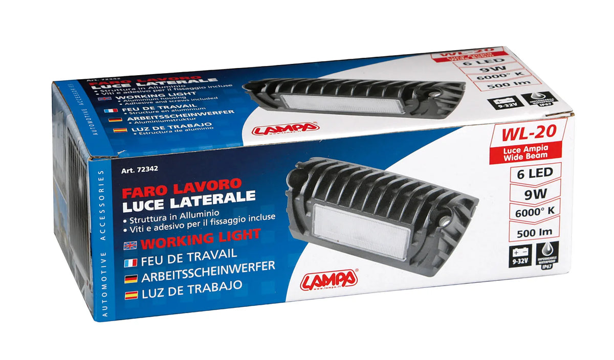 La confezione di WL-20, faro ausiliario a 6 Led - 12/24V