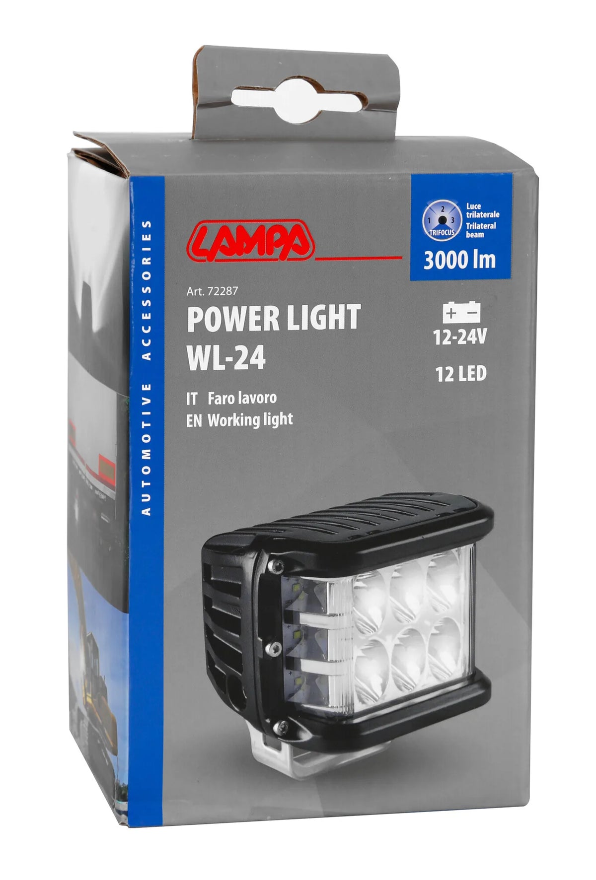 La confezione di WL-24, faro ausiliario a 12 Led - 12/24V