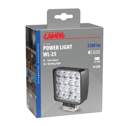 La confezione di WL-25, faro ausiliario a 16 Led - 12/24V