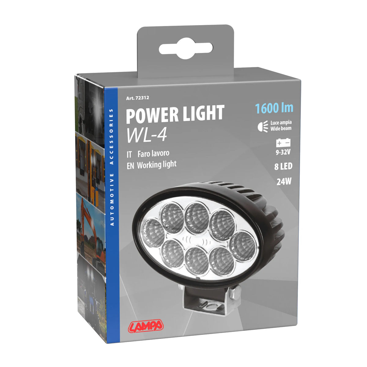 La confezione di WL-4, faro ausiliario a 8 Led - 12/24V
