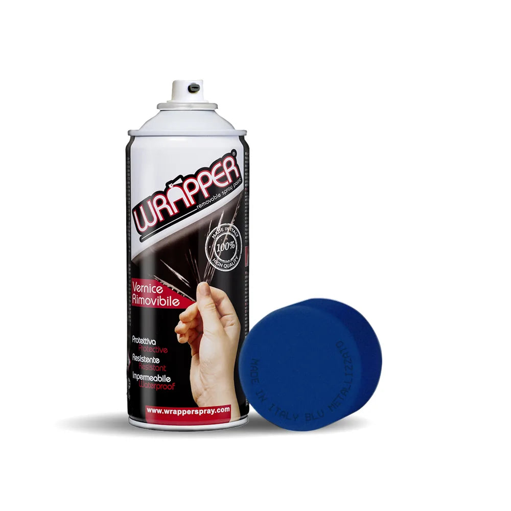 Wrapper, pellicola spray rimovibile, 400 ml - Blu su fondo bianco