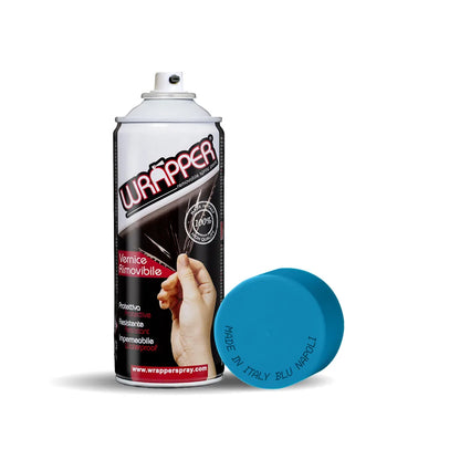 Wrapper, pellicola spray rimovibile, 400 ml - Blu Napoli su fondo bianco