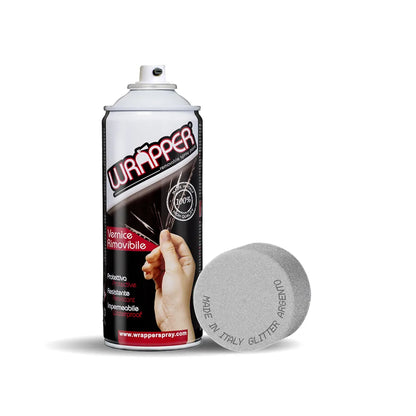 Wrapper, pellicola spray rimovibile, 400 ml su fondo bianco