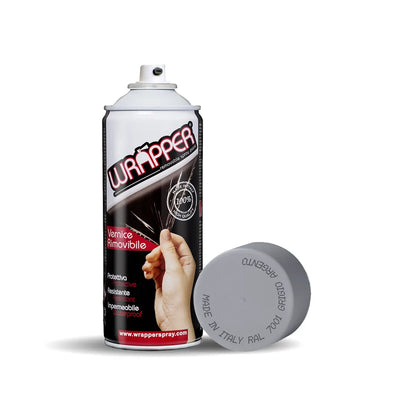 Wrapper, pellicola spray rimovibile, 400 ml - Grigio argento su fondo bianco