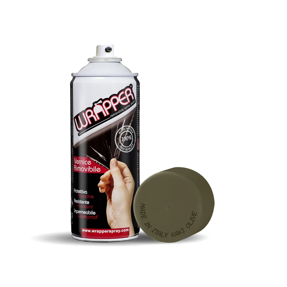 Wrapper, pellicola spray rimovibile, 400 ml su fondo bianco