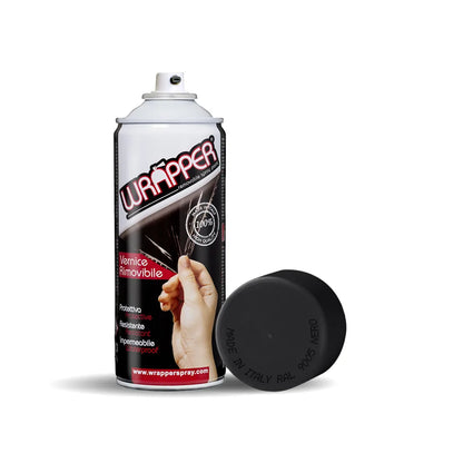 Wrapper, pellicola spray rimovibile, 400 ml - Nero opaco su fondo bianco
