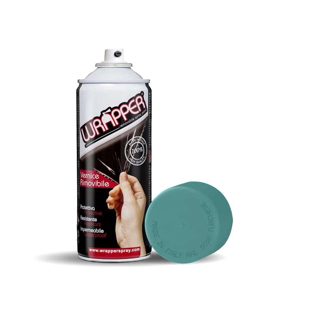 Wrapper, pellicola spray rimovibile, 400 ml - Turchese su fondo bianco
