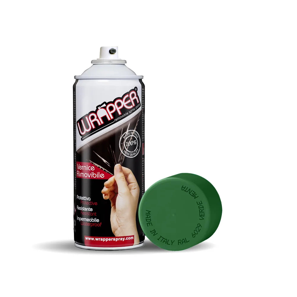 Wrapper, pellicola spray rimovibile, 400 ml - Verde menta su fondo bianco