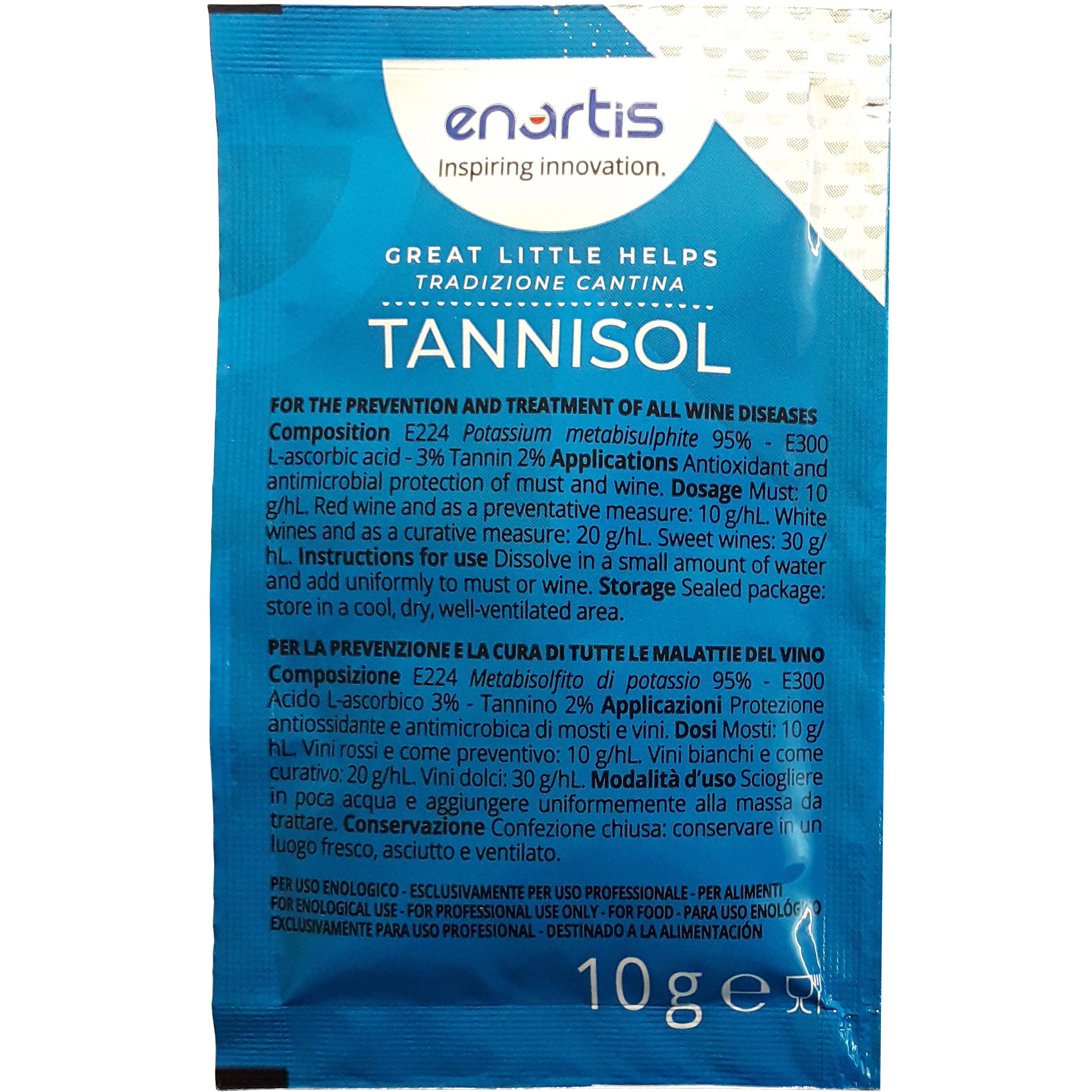 Metabisolfito potassio tannisol kg 1 (100 bustine da 10 g)