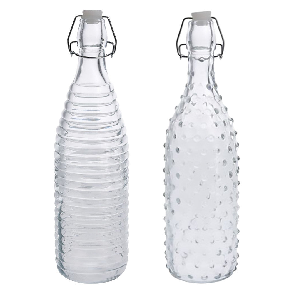 Bottiglia in vetro 'doppio decoro' 1000 ml fondo bianco KOOPMAN