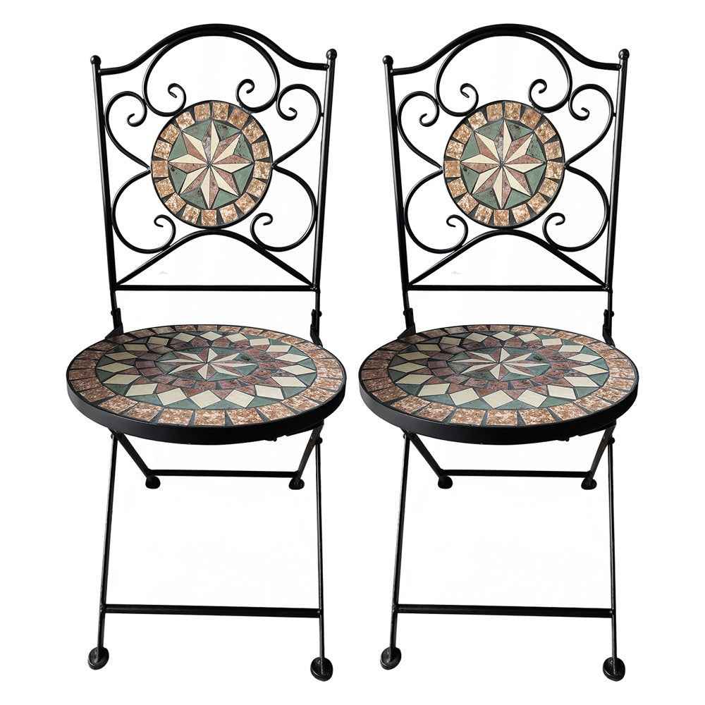 Coppia sedie decoro mosaico 'morgana' cm 38 x h.90 LIF