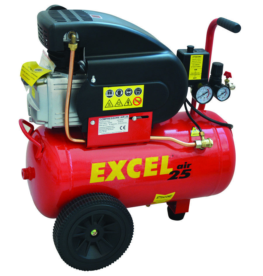 Compressore coassiale lubrificato a olio air 25 lt.24 hp 2 monofase EXCEL
