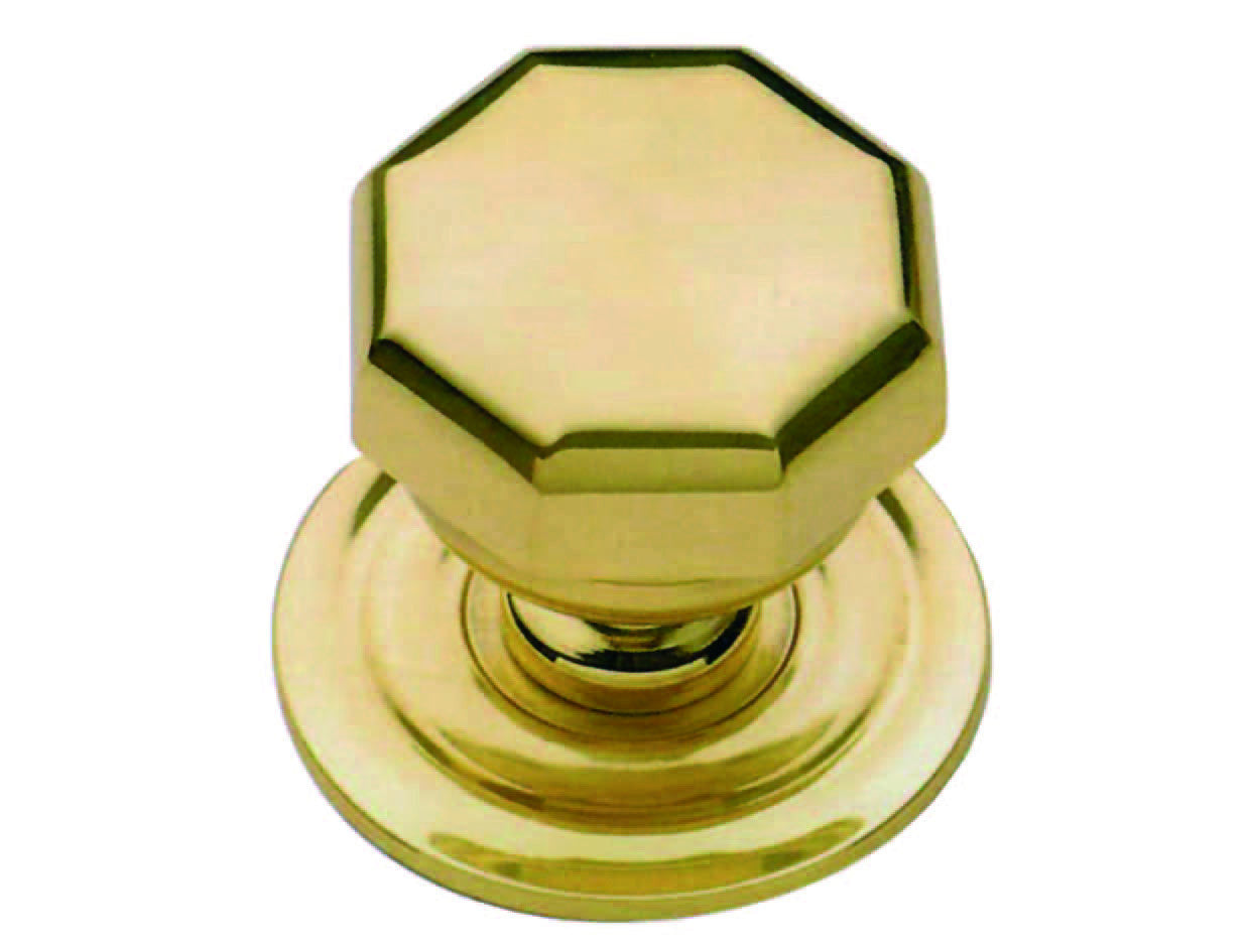 Pomolo prestige ottagonale per portoncino in ottone lucido - ø mm.70