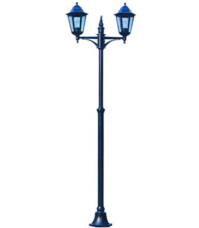 Lampione 2 luci su palo modello berlino - 2x100w ip44 cm.72x230h. colore nero SYNTESY