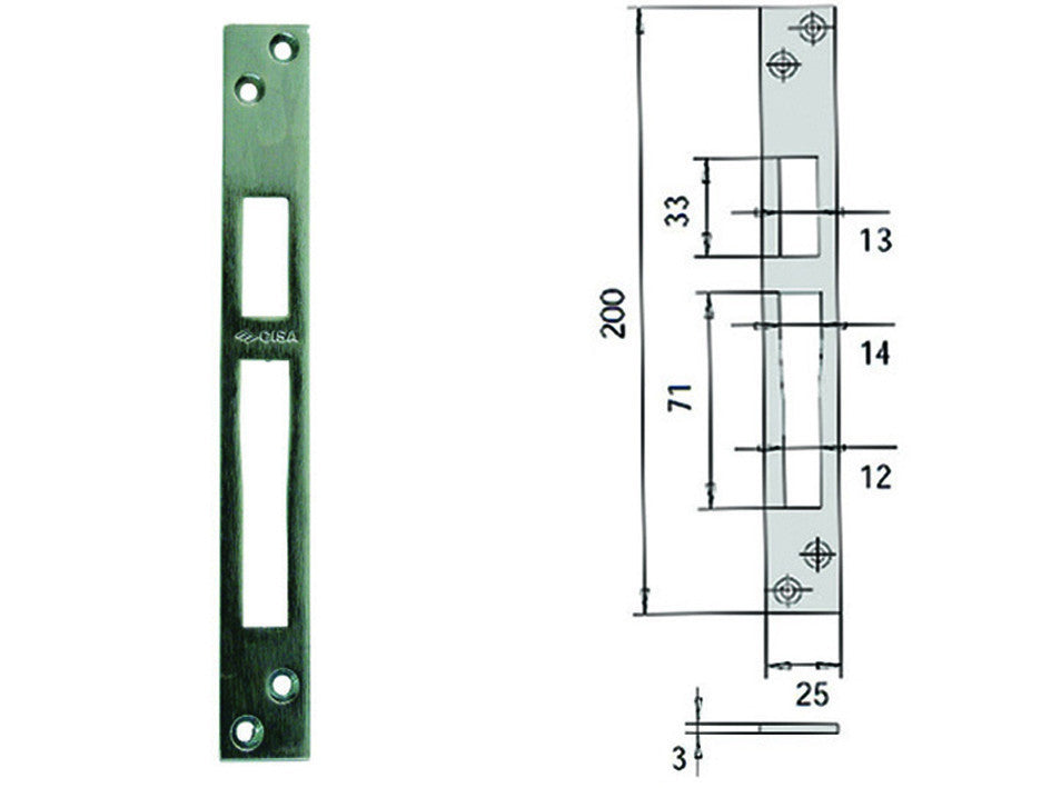 Contropiastra per serrature infilare profilati in ferro 06232 20 - mm.25x200, spessore mm.3 (06232 20) CISA
