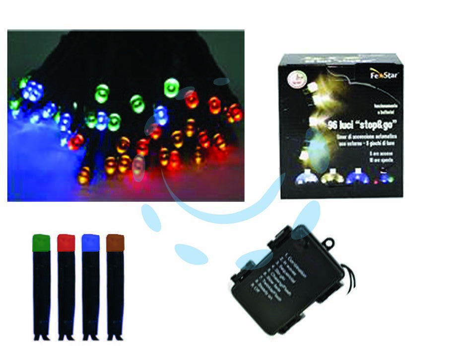 Luci 96 led multicolor a batteria per interno con gioco luci - mt.0,3 + 11,9