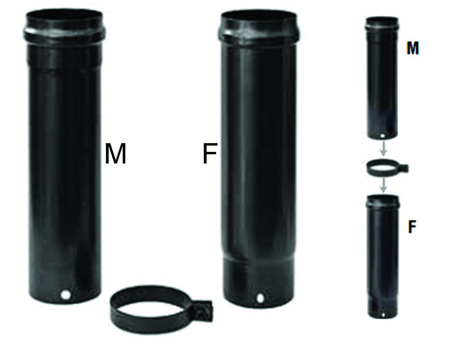 Set tubi telescopici stufe a pellet plus nero opaco pesante mm.1,2 - ø cm.8x33-60h. max SAVE