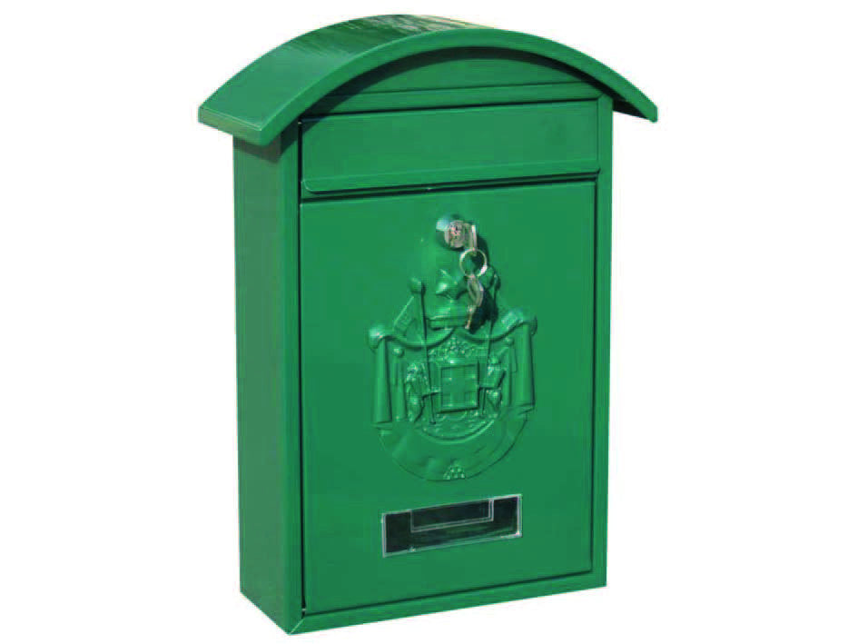 Cassetta postale con tetto e chiave a cilindro per esterni verde - cm.21x6x31h. - colore verde SICURO