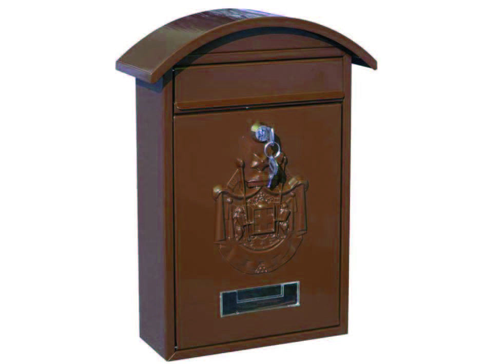 Cassetta postale con tetto e chiave a cilindro per esterni marrone - cm.21x6x31h. - colore marrone SICURO