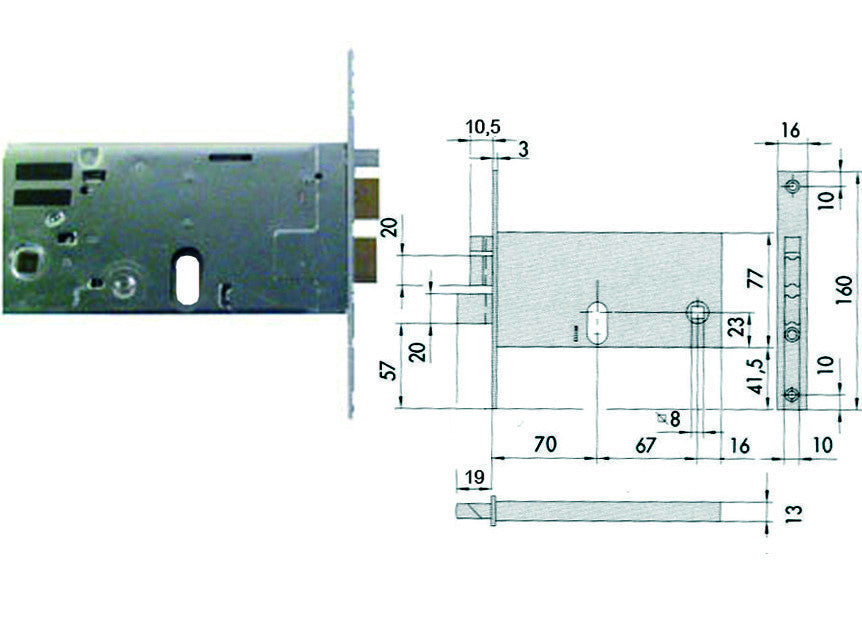 Elettroserratura da infilare per fasce mm.77 h 14460 - mm.70 (14460700) CISA
