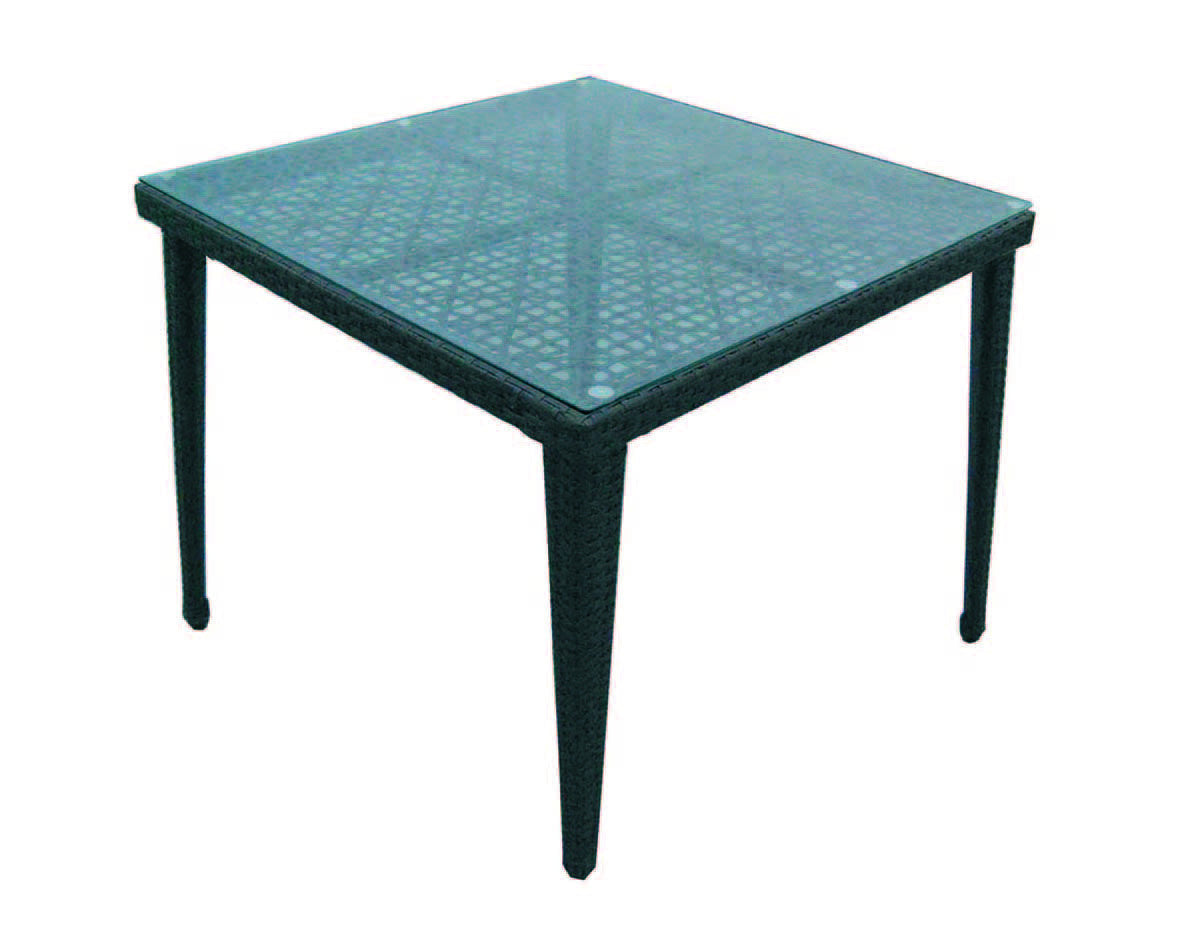 Tavolo da giardino quadro in pe-rattan con vetro - cm.90x90x75h. - colore marrone scuro VETTE