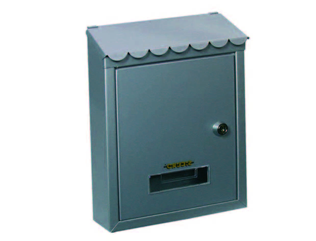 Cassetta postale media con tetto e chiave a cilindro grigia - cm.21x7x30h. - colore grigio SICURO