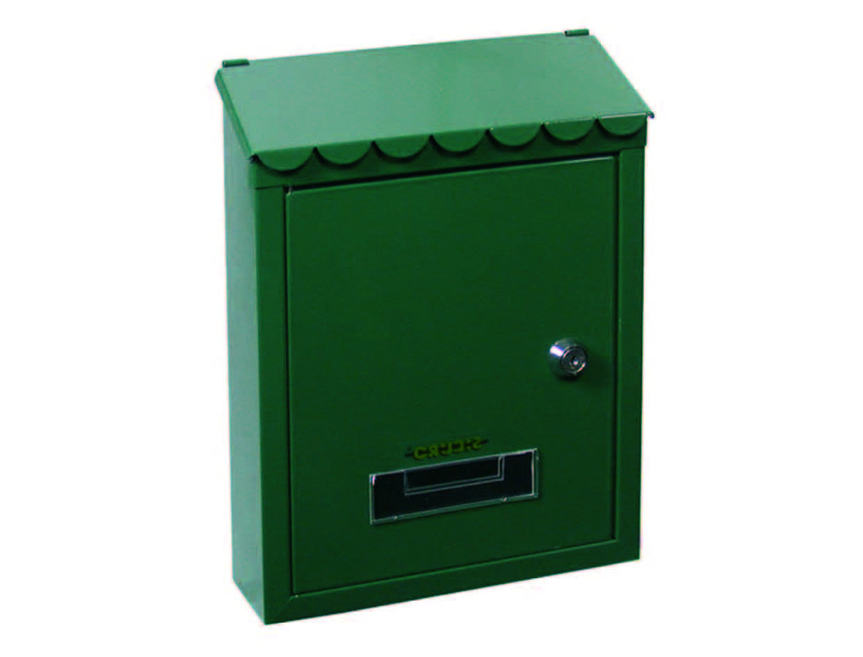 Cassetta postale media con tetto e chiave a cilindro verde - cm.21x7x30h. - colore verde SICURO