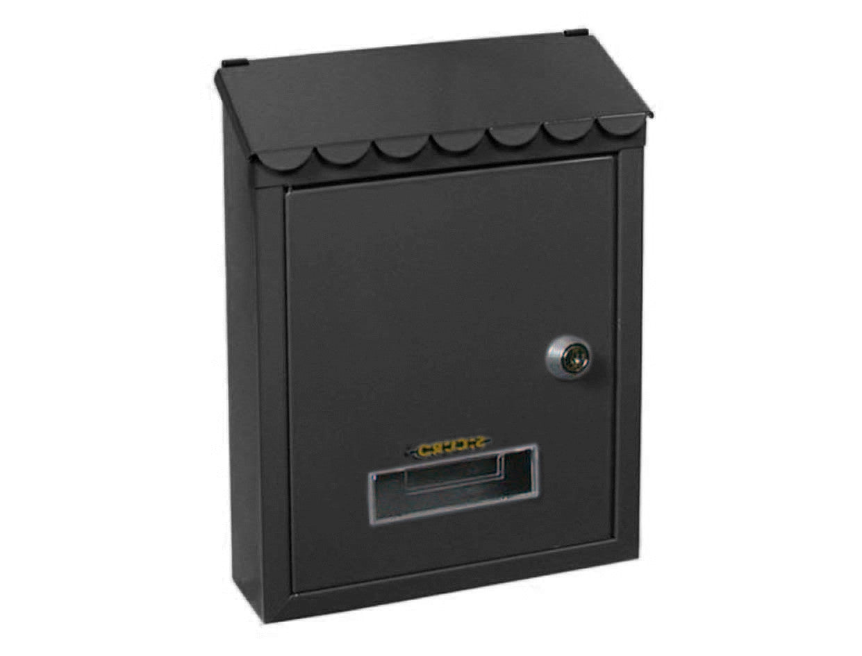 Cassetta postale media con tetto e chiave a cilindro nera - cm.21x7x30h. - colore nero SICURO