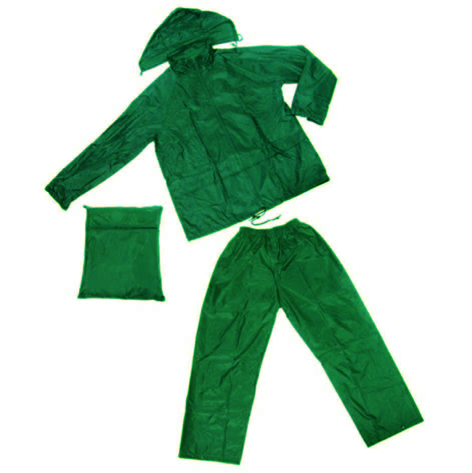 Impermeabile giacca/pantalone in nylon verde PROTEXIO
