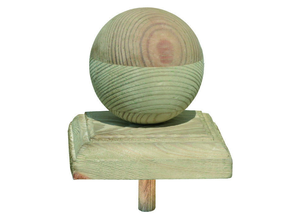 Finale con sfera in pino impregnato - cm.11x11 per palo cm.9x9