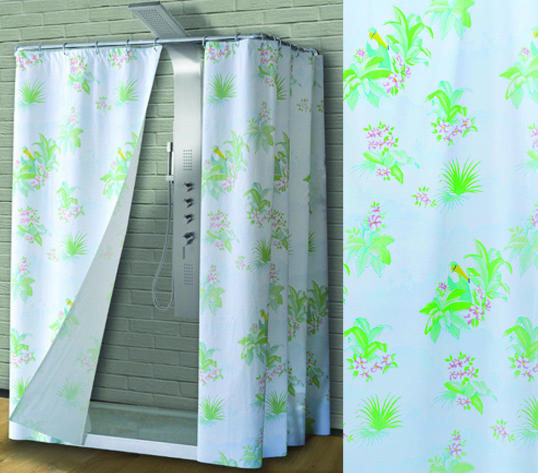 Tenda per doccia in peva fantasia fondo bianco decori fantasia - cm.240x200h. SANIPLAST
