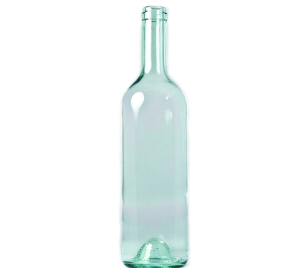 Bottiglia bordolese in vetro trasparente tonda per vino - capacità lt.0,75
