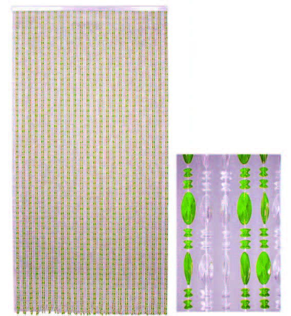 Tenda corallo verde-cristallo - 96 fili cm.120x230h. VETTE