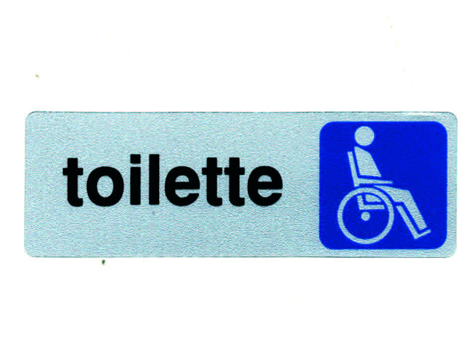 Targhetta adesiva toilette disabili - cm.15x5h.