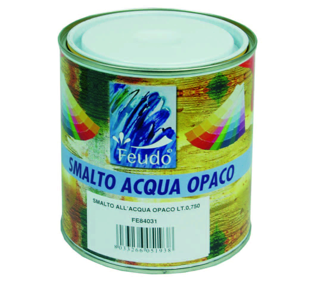 Smalto all'acqua opaco in barattolo (wasser lack lux) - ml.750 bianco opaco FEUDO