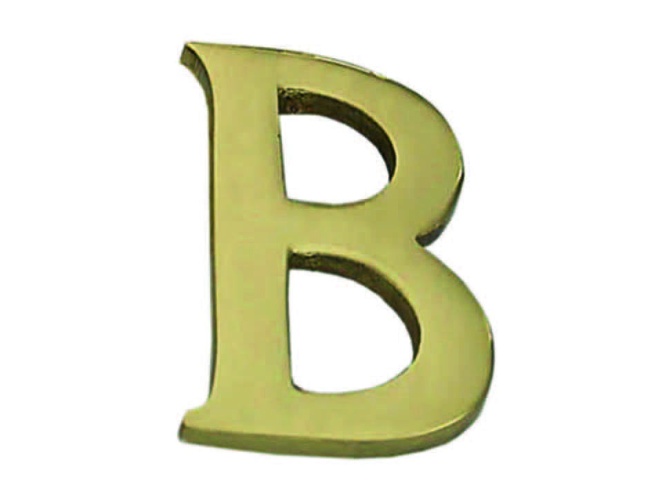 Lettera alfabeto b in ottone lucido