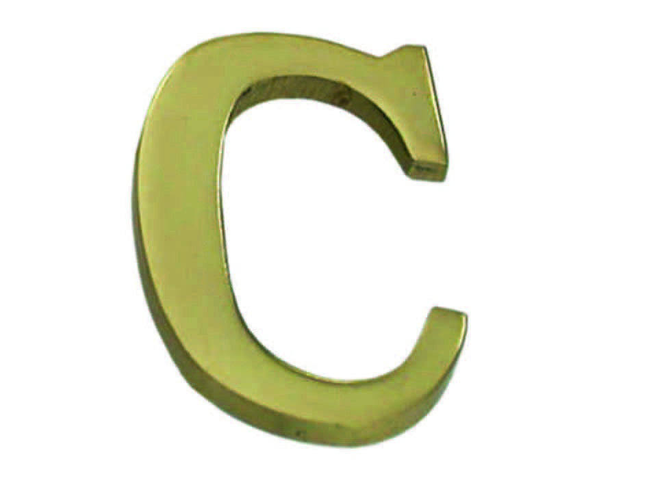 Lettera alfabeto c in ottone lucido