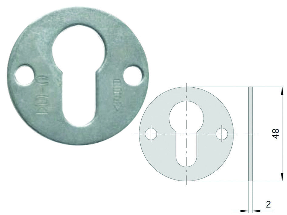 Bocchetta in acciaio zincato sagomate 06075 00 - mm.48, spessore mm.2 (06075000) CISA
