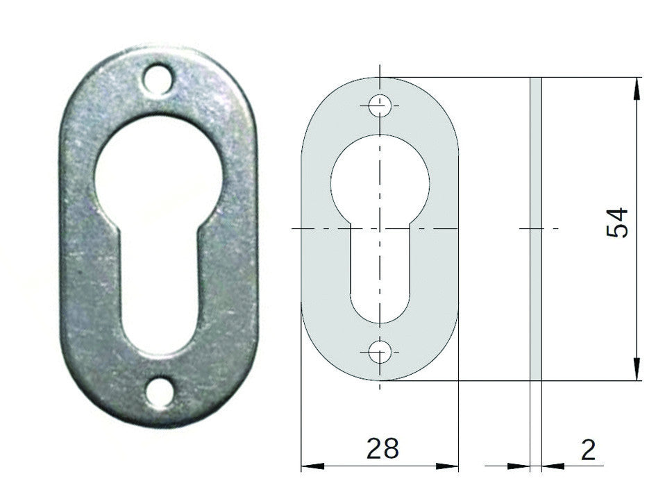 Bocchetta in acciaio zincato sagomate 06092 00 - mm.28x54, spessore mm.2 (06092000) CISA