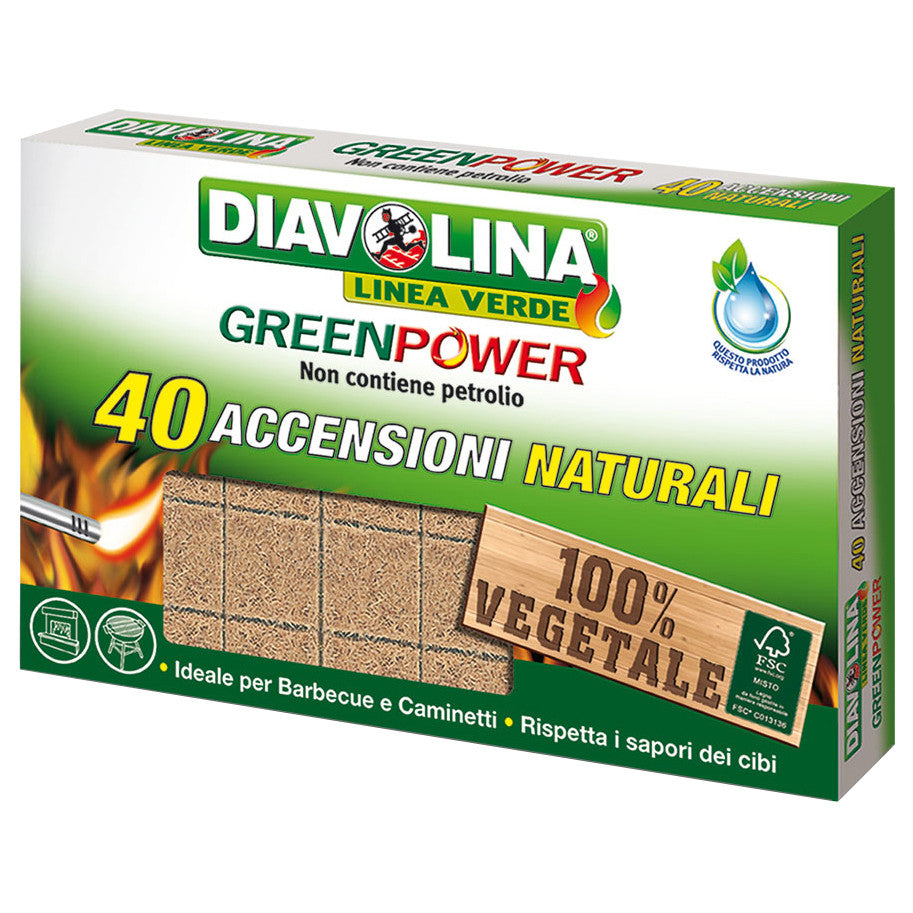 Accendifuoco 40 cubi diavolina green power 15341